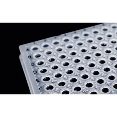 0.1 mL 96 Well PCR Plate, Full Skirt, White, H1 Notch, 5/bag, 25/pk, 100/pcs